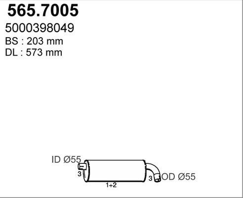 ASSO 565.7005 - Средний / конечный глушитель ОГ autosila-amz.com