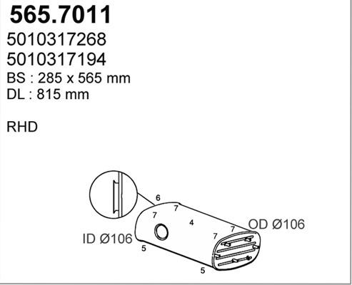 ASSO 565.7011 - Средний / конечный глушитель ОГ autosila-amz.com