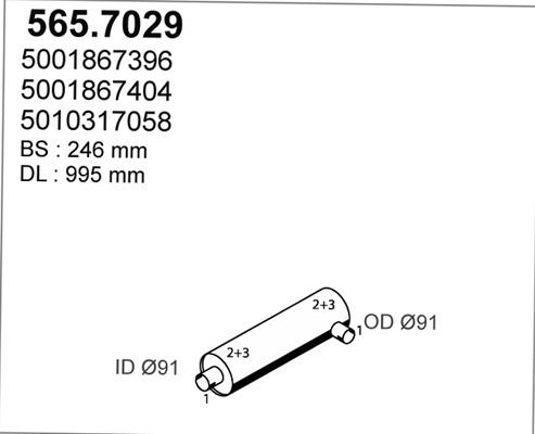 ASSO 565.7029 - Средний / конечный глушитель ОГ autosila-amz.com