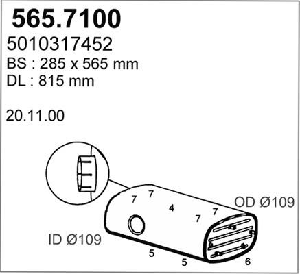 ASSO 565.7100 - Средний / конечный глушитель ОГ autosila-amz.com