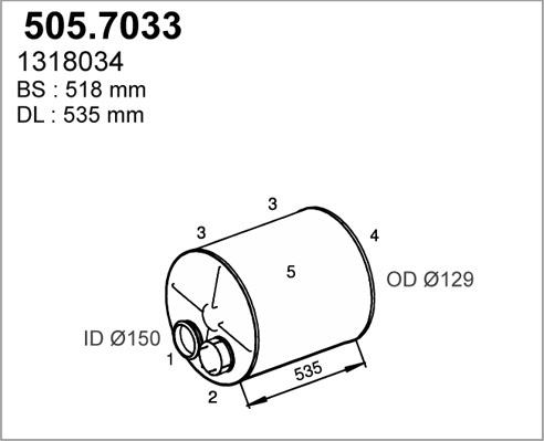 ASSO 505.7033 - Средний / конечный глушитель ОГ autosila-amz.com