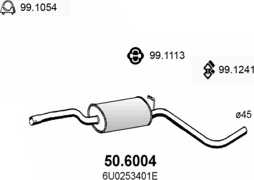 ASSO 50.6004 - Средний глушитель выхлопных газов autosila-amz.com