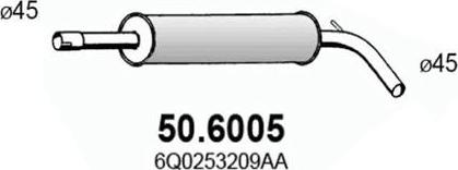 ASSO 50.6005 - Средний глушитель выхлопных газов autosila-amz.com