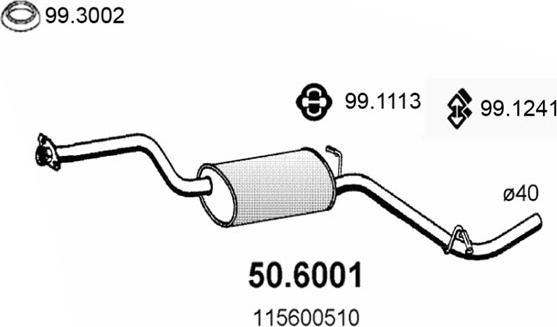 ASSO 50.6001 - Средний глушитель выхлопных газов autosila-amz.com