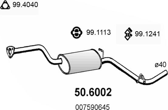 ASSO 50.6002 - Средний глушитель выхлопных газов autosila-amz.com
