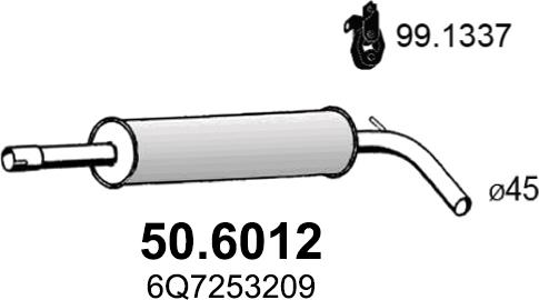 ASSO 50.6012 - Средний глушитель выхлопных газов autosila-amz.com