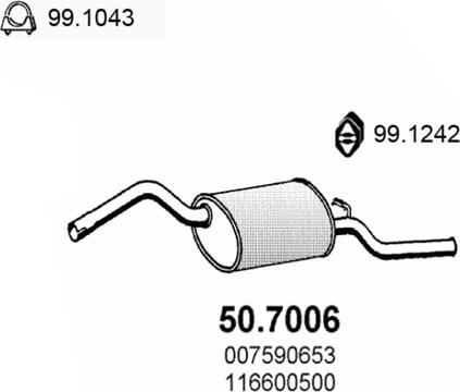 ASSO 50.7006 - Глушитель выхлопных газов, конечный autosila-amz.com