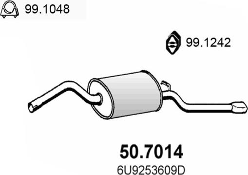 ASSO 50.7014 - Глушитель выхлопных газов, конечный autosila-amz.com