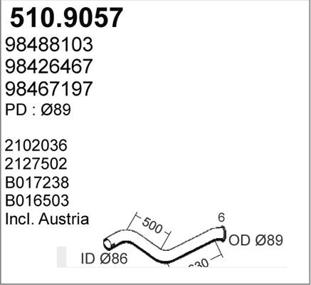 ASSO 510.9057 - Труба выхлопного газа autosila-amz.com