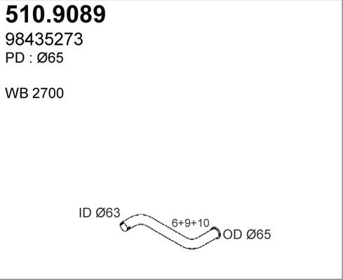 ASSO 510.9089 - Труба выхлопного газа autosila-amz.com
