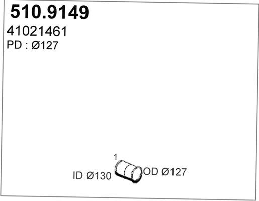 ASSO 510.9149 - Труба выхлопного газа autosila-amz.com