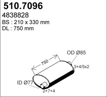 ASSO 510.7096 - Средний / конечный глушитель ОГ autosila-amz.com