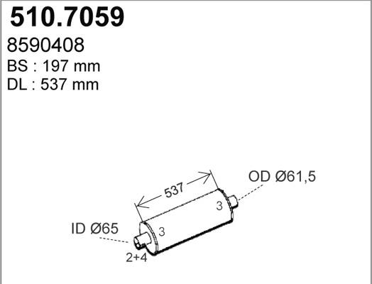ASSO 510.7059 - Средний / конечный глушитель ОГ autosila-amz.com