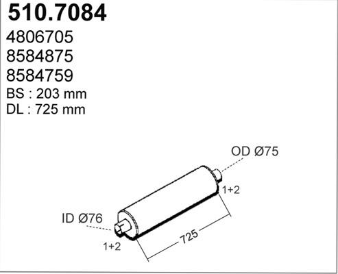 ASSO 510.7084 - Средний / конечный глушитель ОГ autosila-amz.com