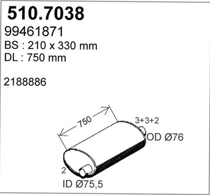 ASSO 510.7038 - Средний / конечный глушитель ОГ autosila-amz.com