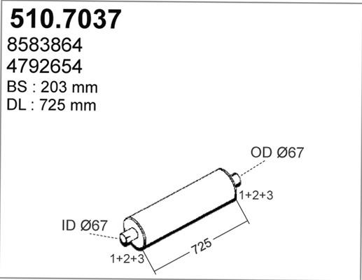 ASSO 510.7037 - Средний / конечный глушитель ОГ autosila-amz.com