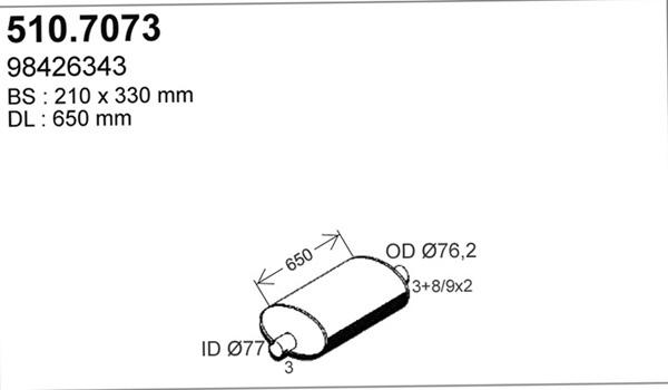 ASSO 510.7073 - Средний / конечный глушитель ОГ autosila-amz.com