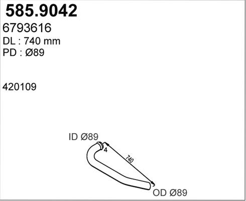 ASSO 585.9042 - Труба выхлопного газа autosila-amz.com