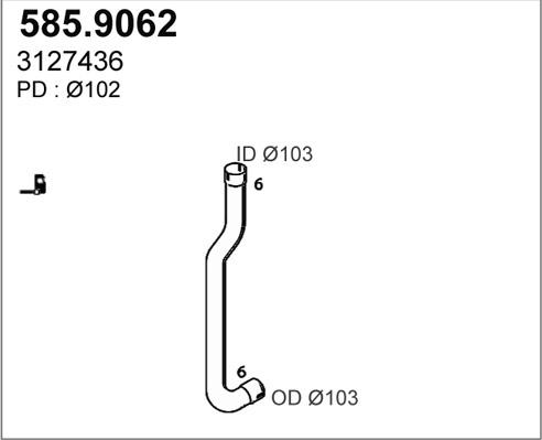 ASSO 585.9062 - Труба выхлопного газа autosila-amz.com