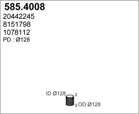 ASSO 585.4008 - Сист выхлопа груз. volvo fh12 fh16 8x2 8x4 tubo flex autosila-amz.com