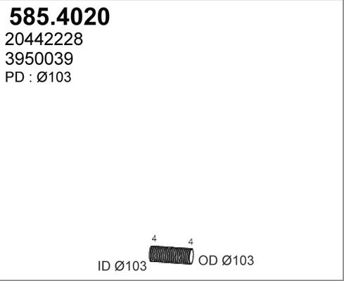 ASSO 585.4020 - Гофрированная труба, выхлопная система autosila-amz.com