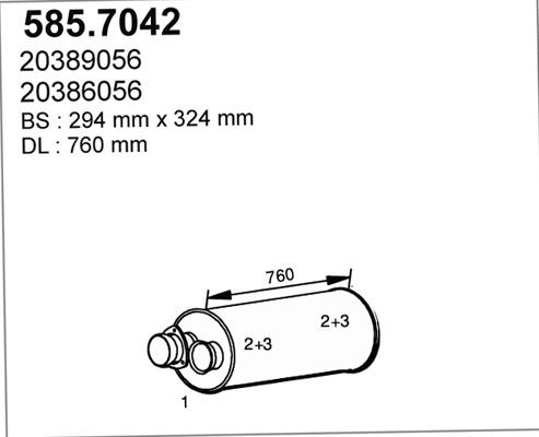 ASSO 585.7042 - Средний / конечный глушитель ОГ autosila-amz.com