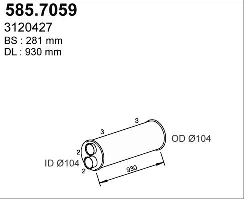 ASSO 585.7059 - Средний / конечный глушитель ОГ autosila-amz.com