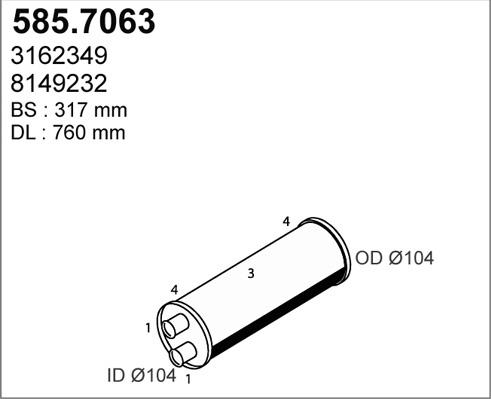 ASSO 585.7063 - Средний / конечный глушитель ОГ autosila-amz.com