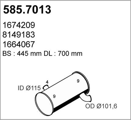 ASSO 585.7013 - Средний / конечный глушитель ОГ autosila-amz.com