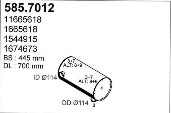 ASSO 585.7012 - Средний / конечный глушитель ОГ autosila-amz.com