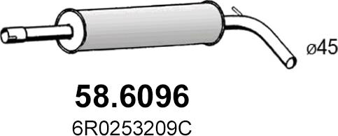 ASSO 58.6096 - Средний глушитель выхлопных газов autosila-amz.com