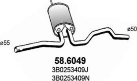 ASSO 58.6049 - Средний глушитель выхлопных газов autosila-amz.com