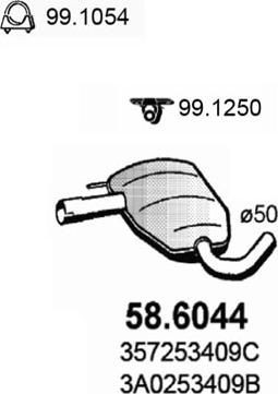 ASSO 58.6044 - Средний глушитель выхлопных газов autosila-amz.com