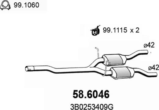 ASSO 58.6046 - Средний глушитель выхлопных газов autosila-amz.com