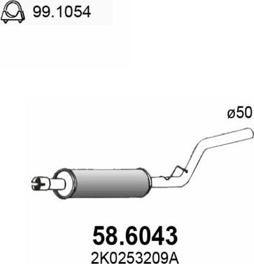 ASSO 58.6043 - Средний глушитель выхлопных газов autosila-amz.com
