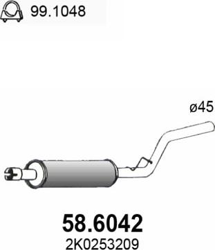 ASSO 58.6042 - Средний глушитель выхлопных газов autosila-amz.com