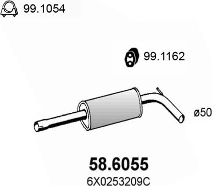 ASSO 58.6055 - Средний глушитель выхлопных газов autosila-amz.com