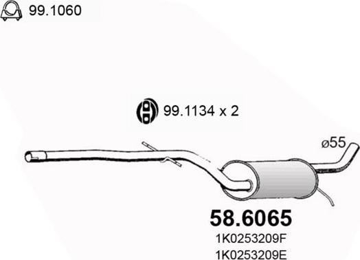 ASSO 58.6065 - Средний глушитель выхлопных газов autosila-amz.com