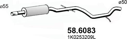 ASSO 58.6083 - Средний глушитель выхлопных газов autosila-amz.com