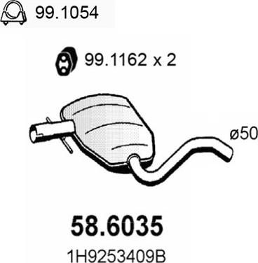 ASSO 58.6035 - Средний глушитель выхлопных газов autosila-amz.com