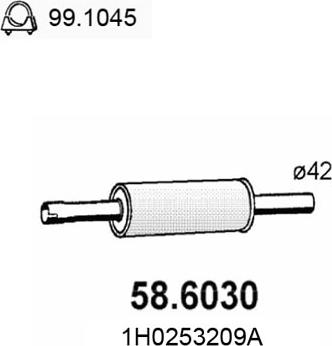 ASSO 58.6030 - Средний глушитель выхлопных газов autosila-amz.com