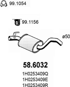 ASSO 58.6032 - Средний глушитель выхлопных газов autosila-amz.com