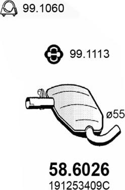 ASSO 58.6026 - Средний глушитель выхлопных газов autosila-amz.com