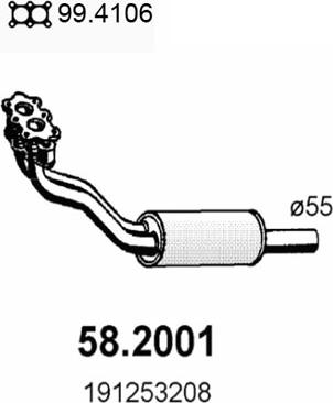 ASSO 58.2001 - Предглушитель выхлопных газов autosila-amz.com