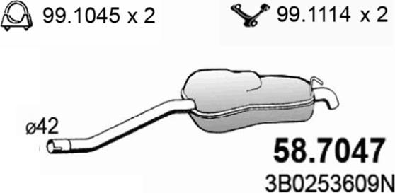 ASSO 58.7047 - Глушитель выхлопных газов, конечный autosila-amz.com