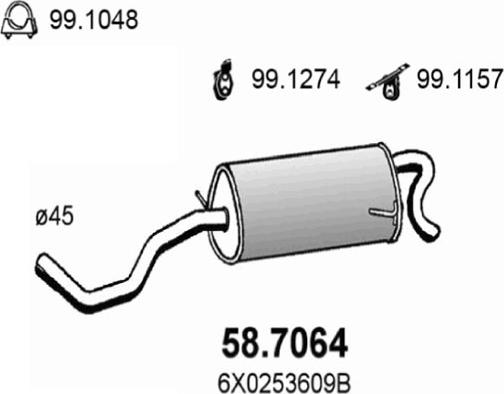 ASSO 58.7064 - Глушитель выхлопных газов, конечный autosila-amz.com