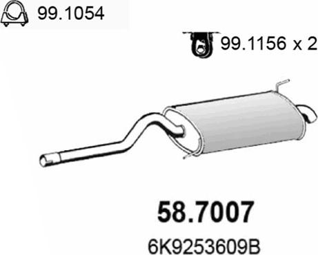 ASSO 58.7007 - Глушитель выхлопных газов, конечный autosila-amz.com