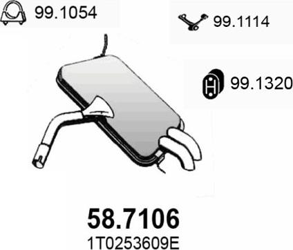 ASSO 58.7106 - Глушитель выхлопных газов, конечный autosila-amz.com