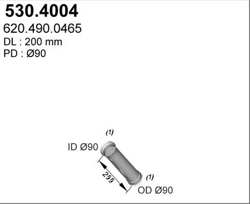 ASSO 530.4004 - Гофрированная труба, выхлопная система autosila-amz.com