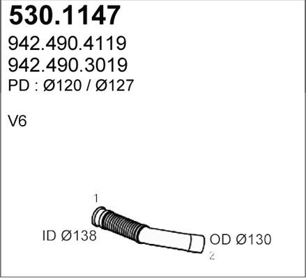 ASSO 530.1147 - Труба выхлопного газа autosila-amz.com